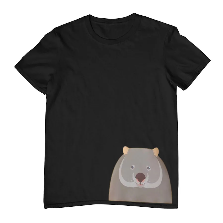 Wombat Face Hem Print Childrens T-Shirt (Various Colours)