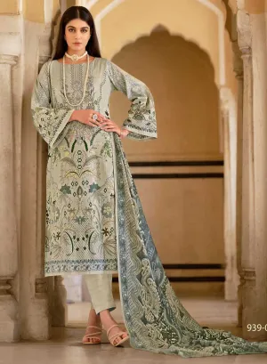 Women's Pakistani Print Unstitched Cotton Suit Material with Embroidery