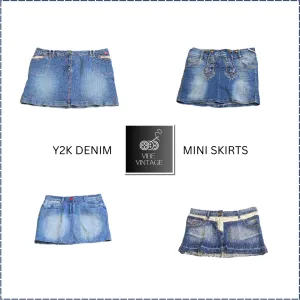 Y2K Denim Mini Skirts (Dark Blue) - 10 Pcs