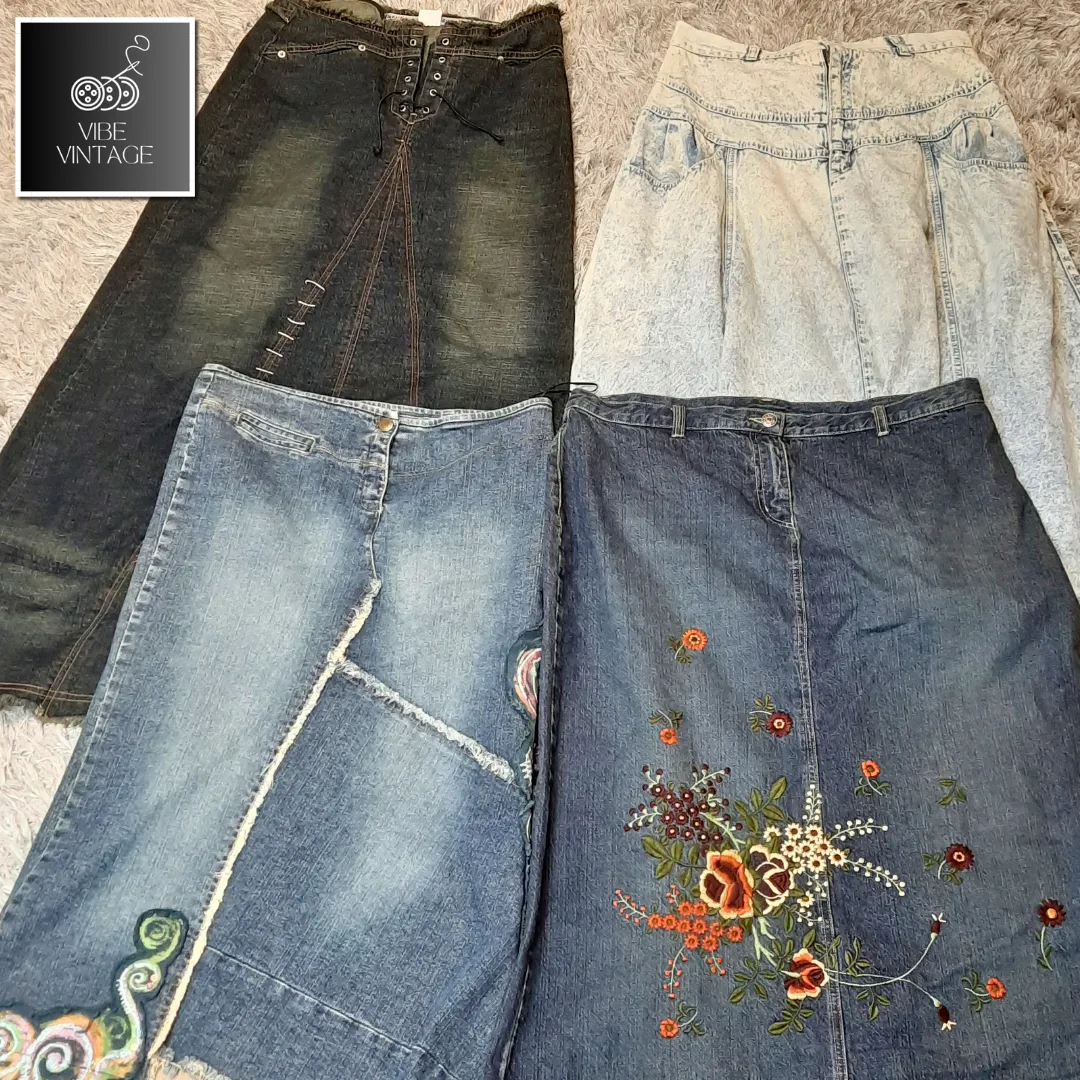 Y2K DENIM UNIQUE MAXI SKIRTS - 20 PCS