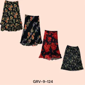 Y2K Flowery Skirt – Fresh Florals in Soft Poly for a Bold Look(9-124)